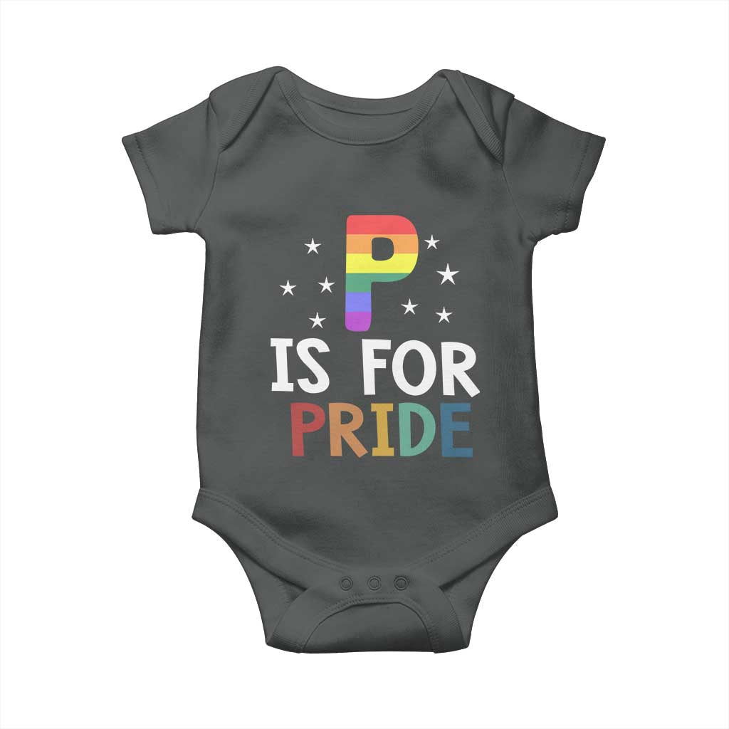 P is for Pride Baby Onesie Funny Rainbow Alphabet Celebrating LGBTQ+ Identity - Wonder Print Shop