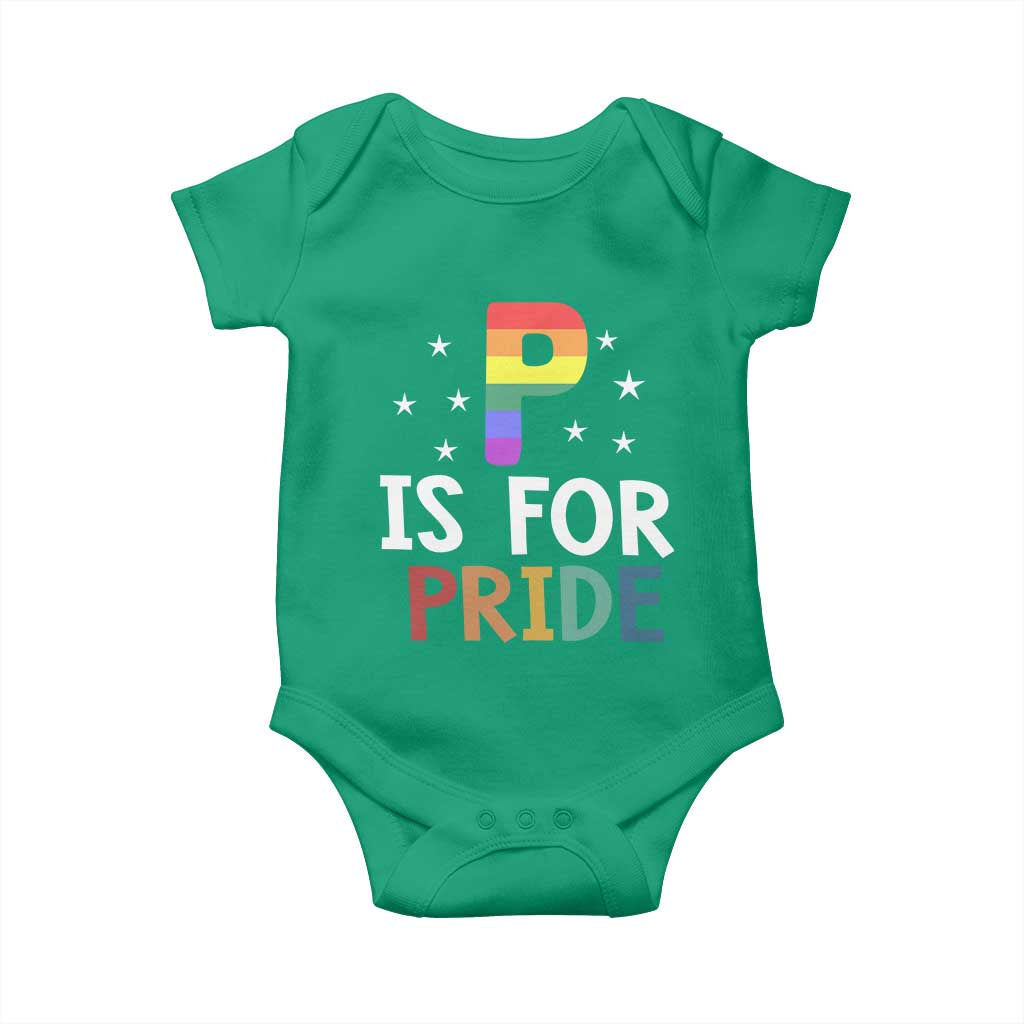 P is for Pride Baby Onesie Funny Rainbow Alphabet Celebrating LGBTQ+ Identity - Wonder Print Shop