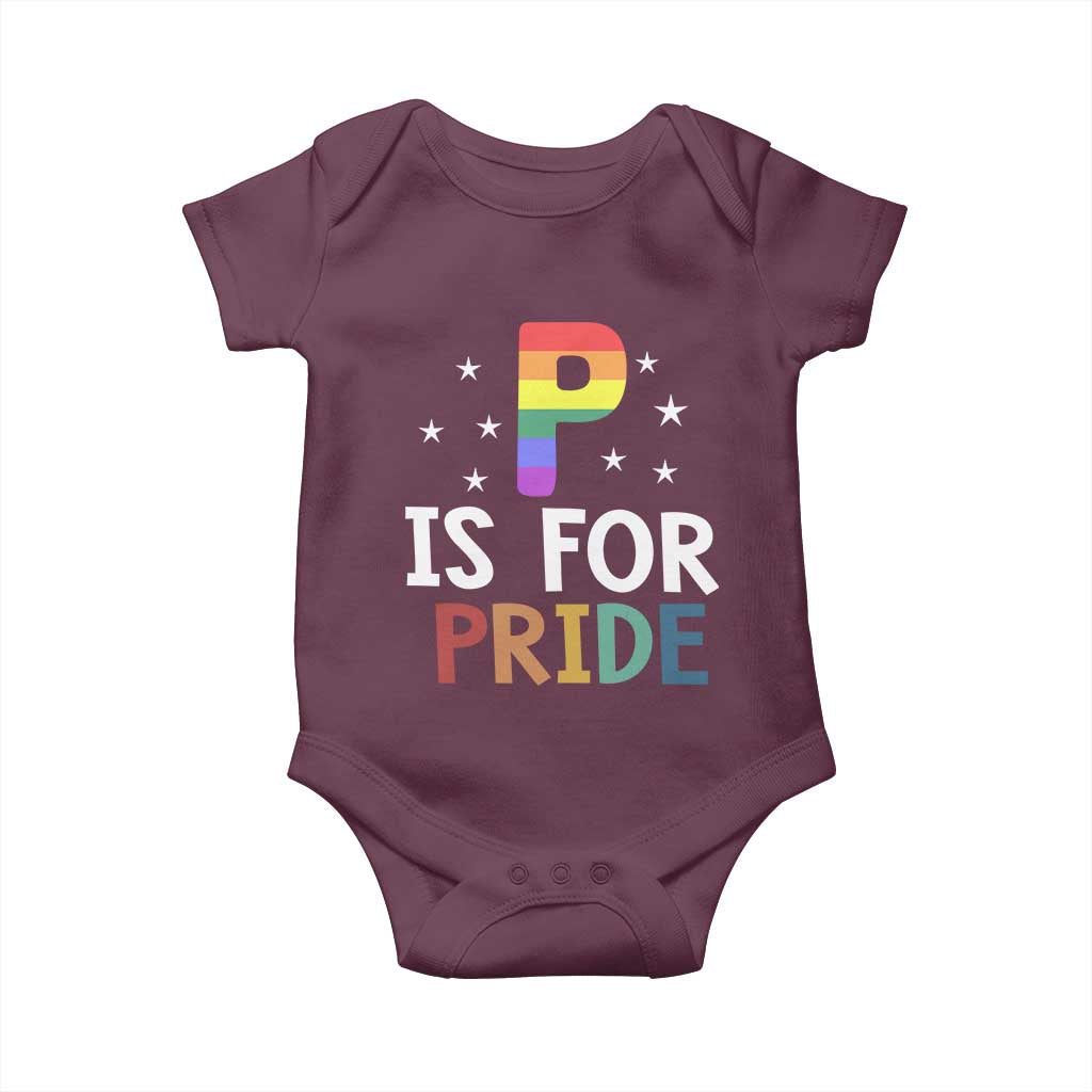 P is for Pride Baby Onesie Funny Rainbow Alphabet Celebrating LGBTQ+ Identity - Wonder Print Shop