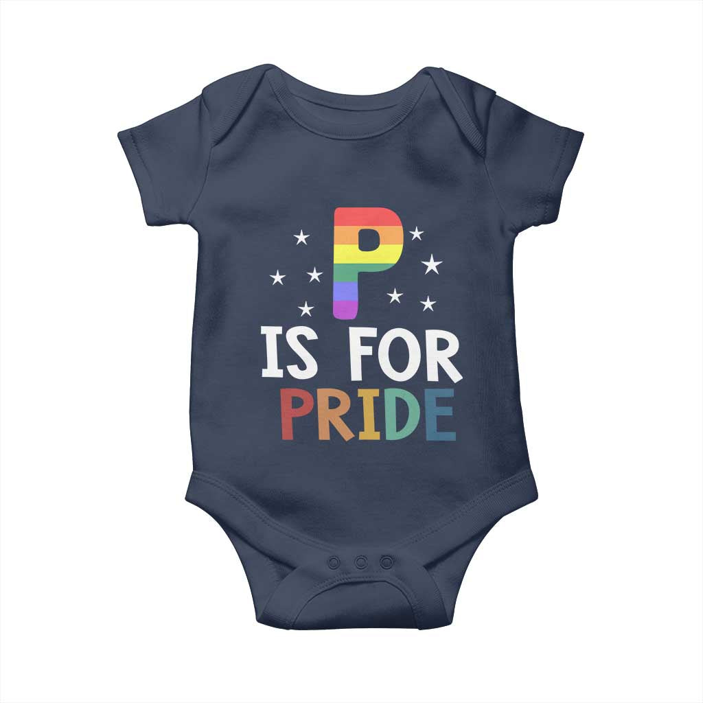 P is for Pride Baby Onesie Funny Rainbow Alphabet Celebrating LGBTQ+ Identity - Wonder Print Shop