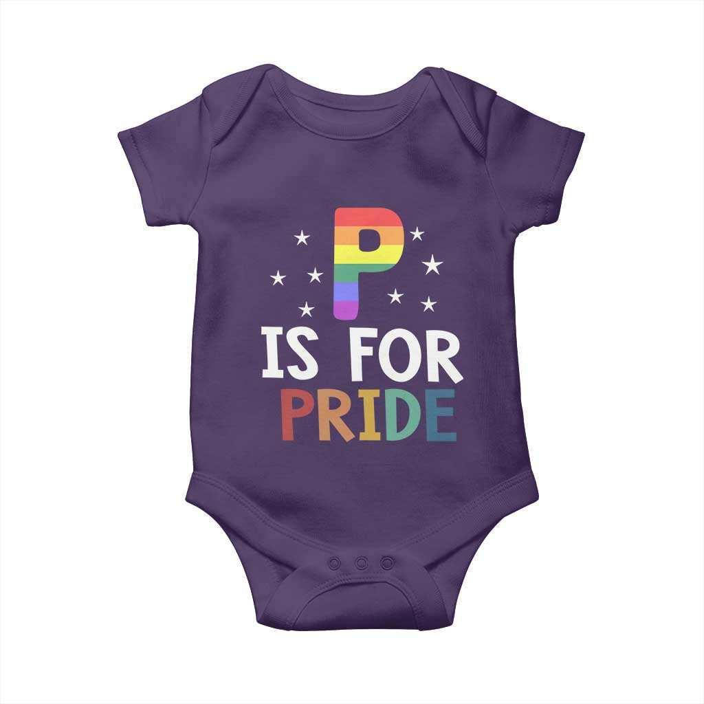 P is for Pride Baby Onesie Funny Rainbow Alphabet Celebrating LGBTQ+ Identity - Wonder Print Shop