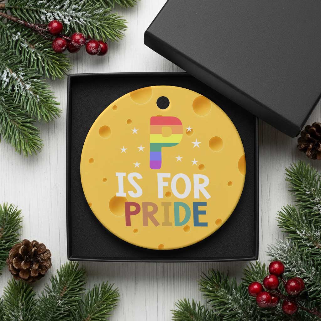 P is for Pride Ceramic Ornament Funny Rainbow Alphabet Celebrating LGBTQ+ Identity - Wonder Print Shop