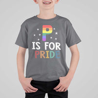 P is for Pride T Shirt For Kid Funny Rainbow Alphabet Celebrating LGBTQ+ Identity - Wonder Print Shop