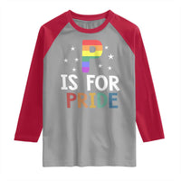 P is for Pride Raglan Shirt Funny Rainbow Alphabet Celebrating LGBTQ+ Identity - Wonder Print Shop