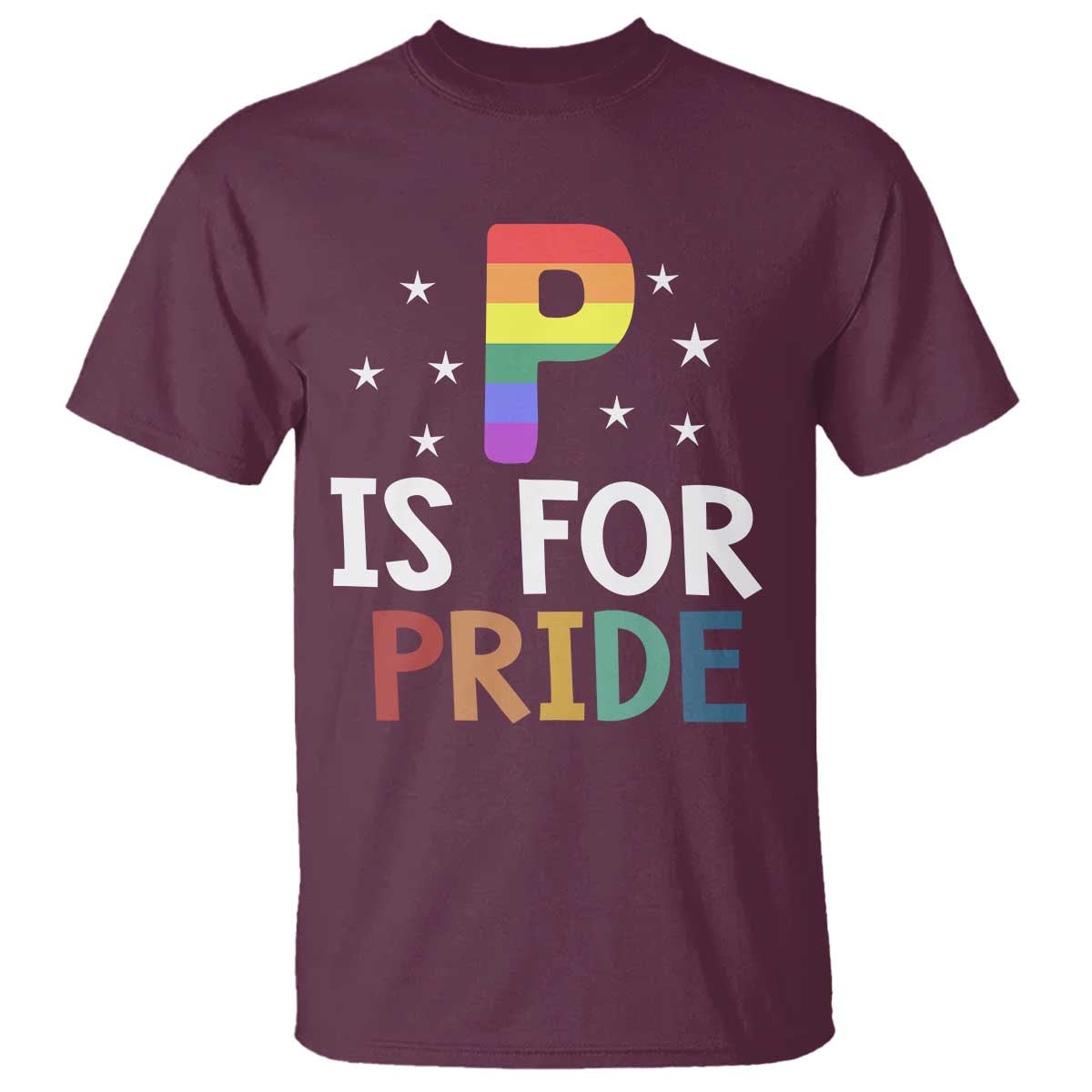 P is for Pride T Shirt Funny Rainbow Alphabet Celebrating LGBTQ+ Identity - Wonder Print Shop