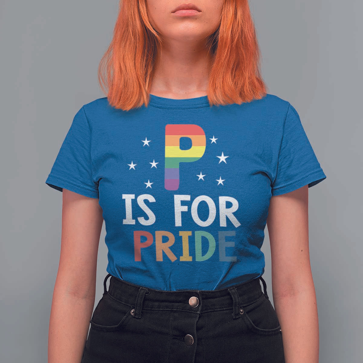 P is for Pride T Shirt For Women Funny Rainbow Alphabet Celebrating LGBTQ+ Identity - Wonder Print Shop