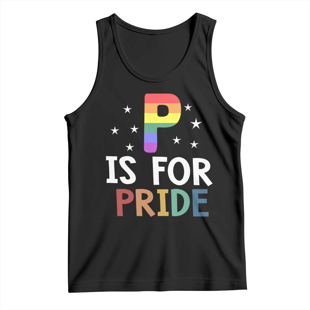 P is for Pride Tank Top Funny Rainbow Alphabet Celebrating LGBTQ+ Identity - Wonder Print Shop