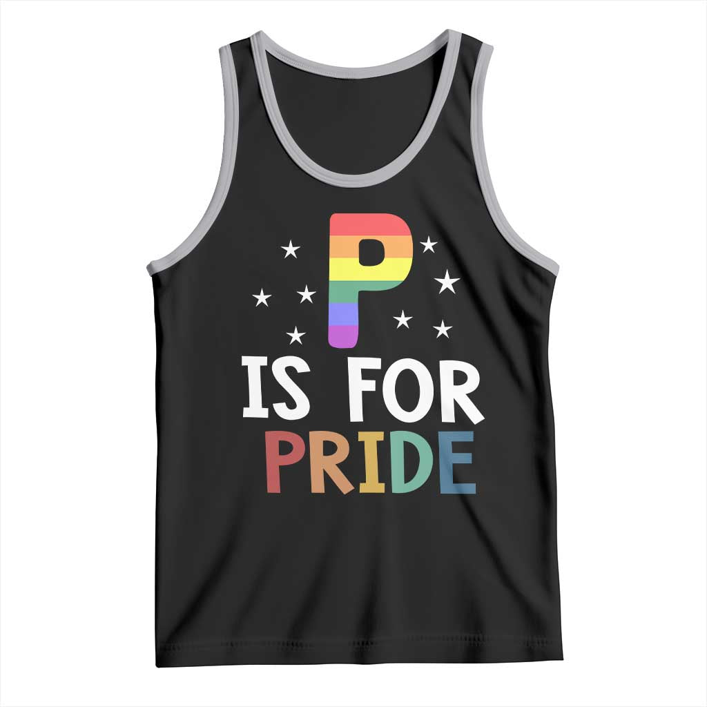 P is for Pride Tank Top Funny Rainbow Alphabet Celebrating LGBTQ+ Identity - Wonder Print Shop
