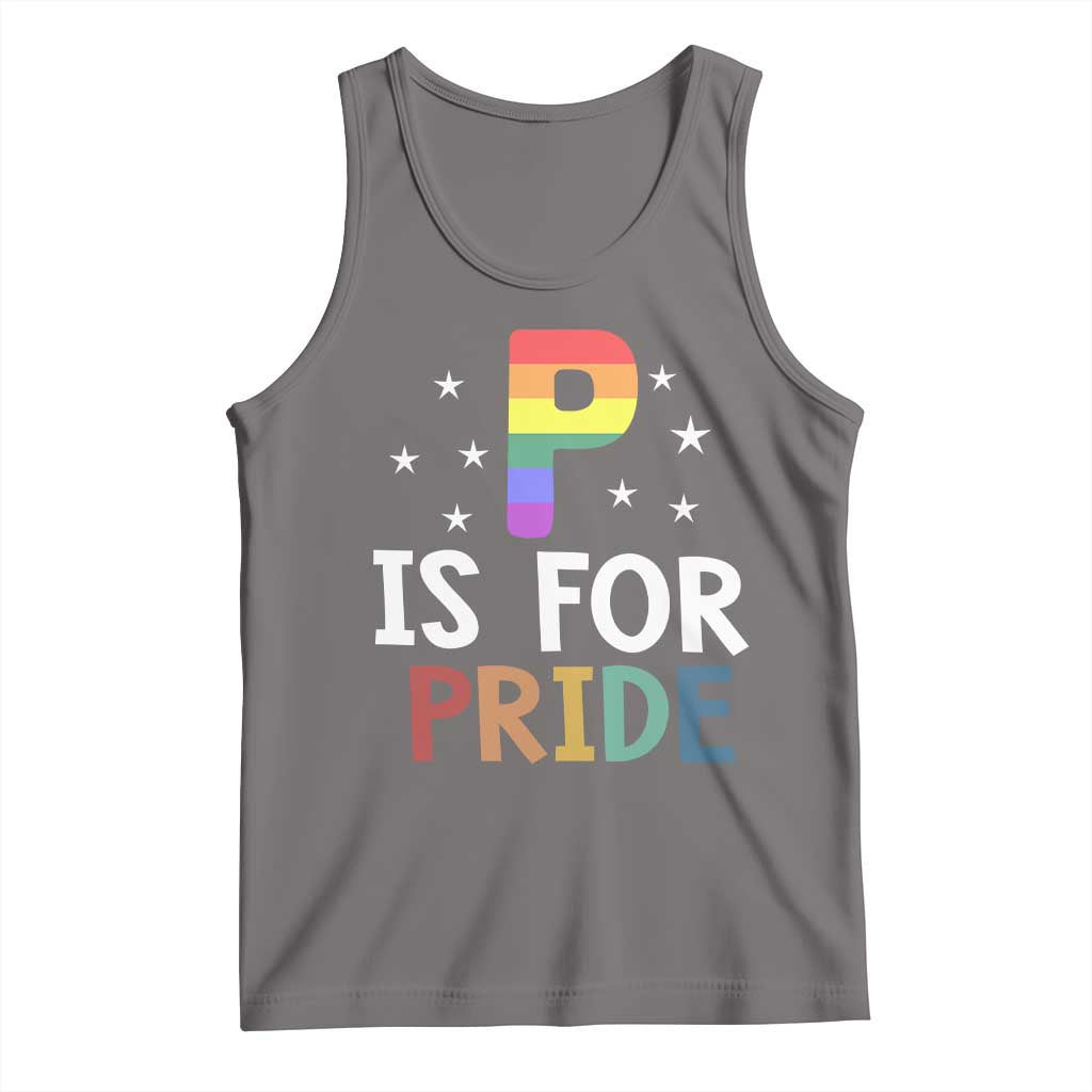 P is for Pride Tank Top Funny Rainbow Alphabet Celebrating LGBTQ+ Identity - Wonder Print Shop