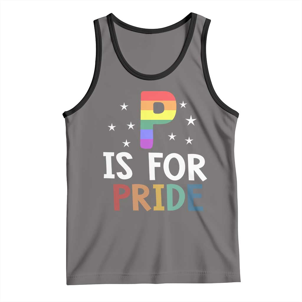 P is for Pride Tank Top Funny Rainbow Alphabet Celebrating LGBTQ+ Identity - Wonder Print Shop