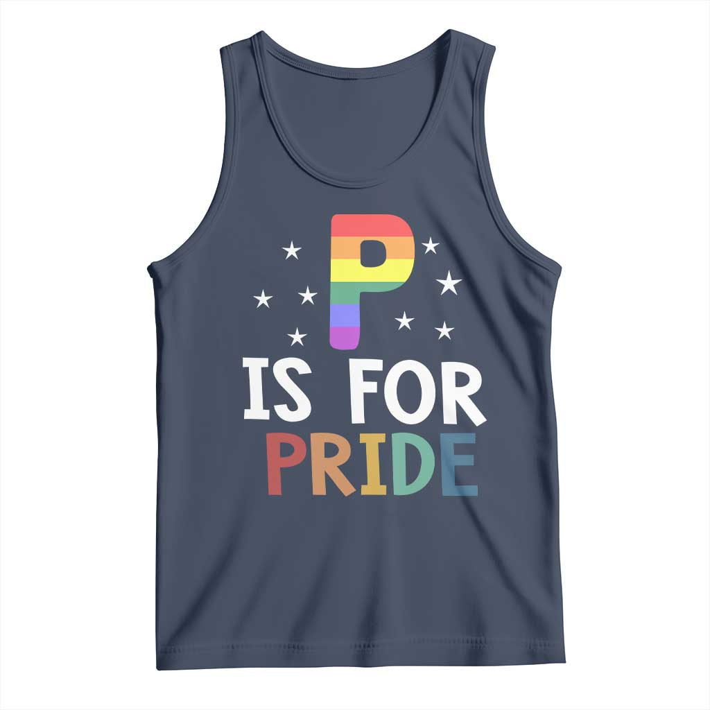 P is for Pride Tank Top Funny Rainbow Alphabet Celebrating LGBTQ+ Identity - Wonder Print Shop