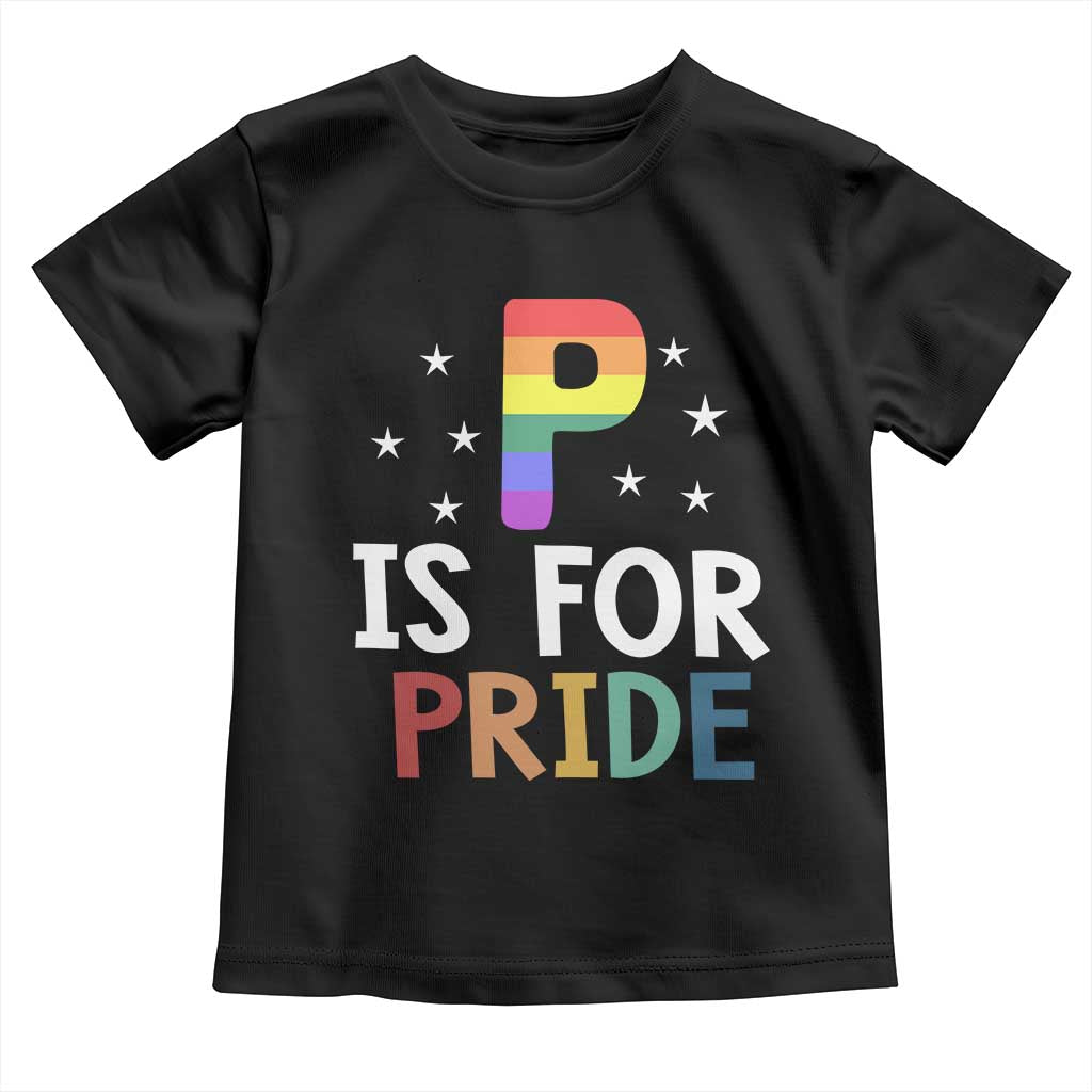 P is for Pride Toddler T Shirt Funny Rainbow Alphabet Celebrating LGBTQ+ Identity - Wonder Print Shop