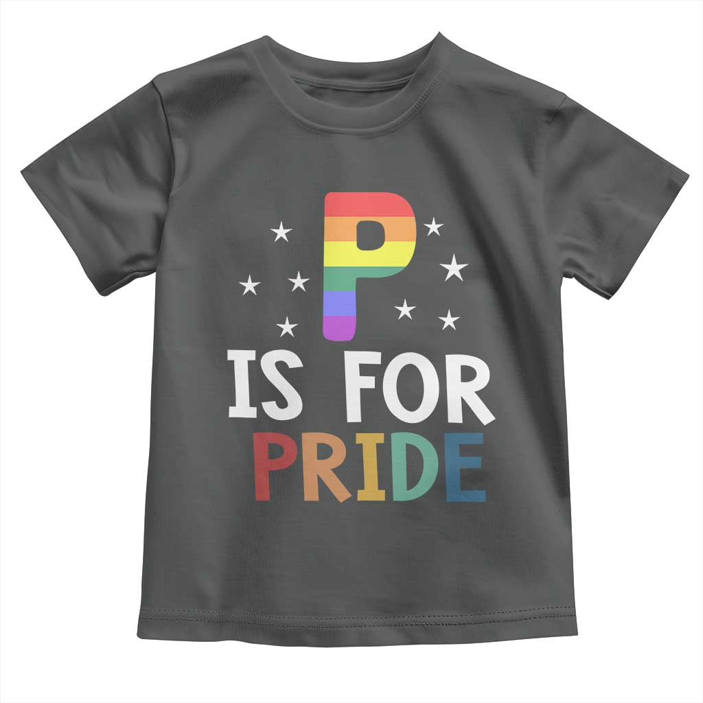 P is for Pride Toddler T Shirt Funny Rainbow Alphabet Celebrating LGBTQ+ Identity - Wonder Print Shop