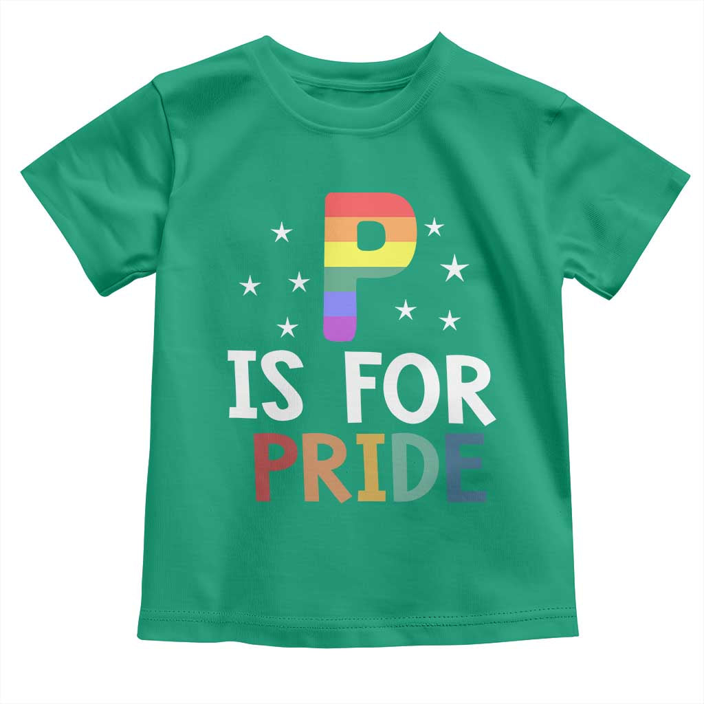 P is for Pride Toddler T Shirt Funny Rainbow Alphabet Celebrating LGBTQ+ Identity - Wonder Print Shop