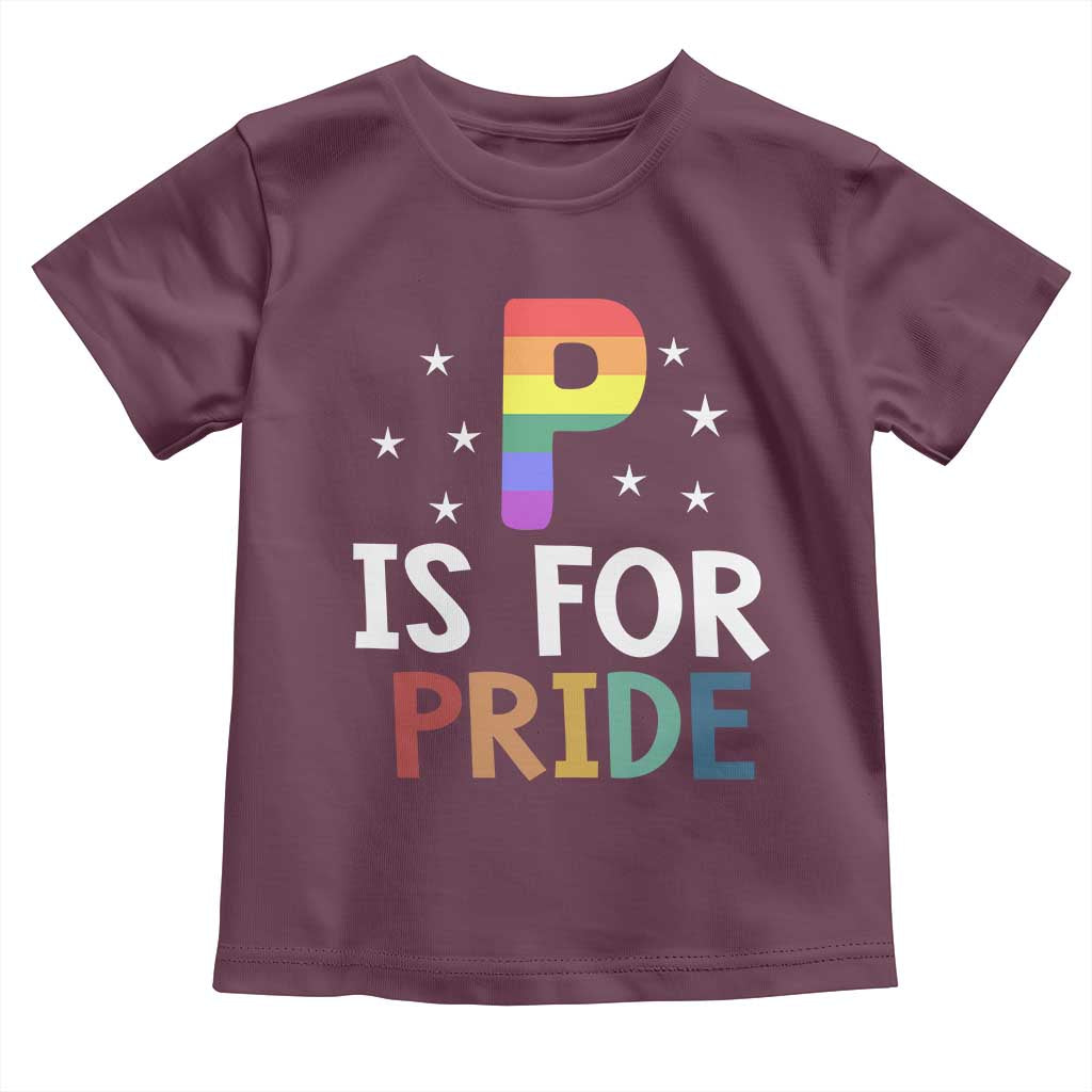 P is for Pride Toddler T Shirt Funny Rainbow Alphabet Celebrating LGBTQ+ Identity - Wonder Print Shop