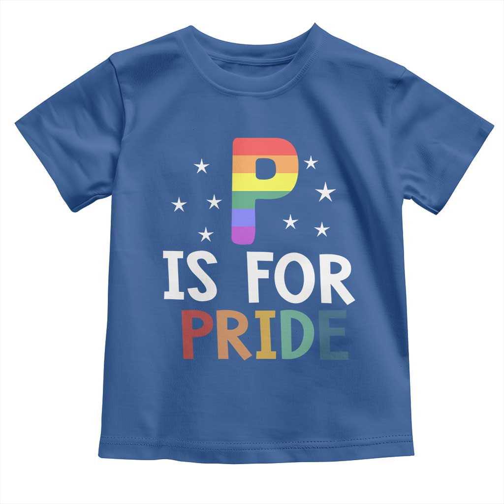 P is for Pride Toddler T Shirt Funny Rainbow Alphabet Celebrating LGBTQ+ Identity - Wonder Print Shop