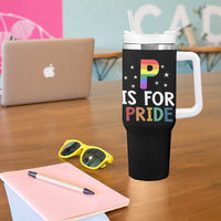 P is for Pride Tumbler With Handle Funny Rainbow Alphabet Celebrating LGBTQ+ Identity - Wonder Print Shop