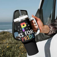 P is for Pride Tumbler With Handle Funny Rainbow Alphabet Celebrating LGBTQ+ Identity - Wonder Print Shop