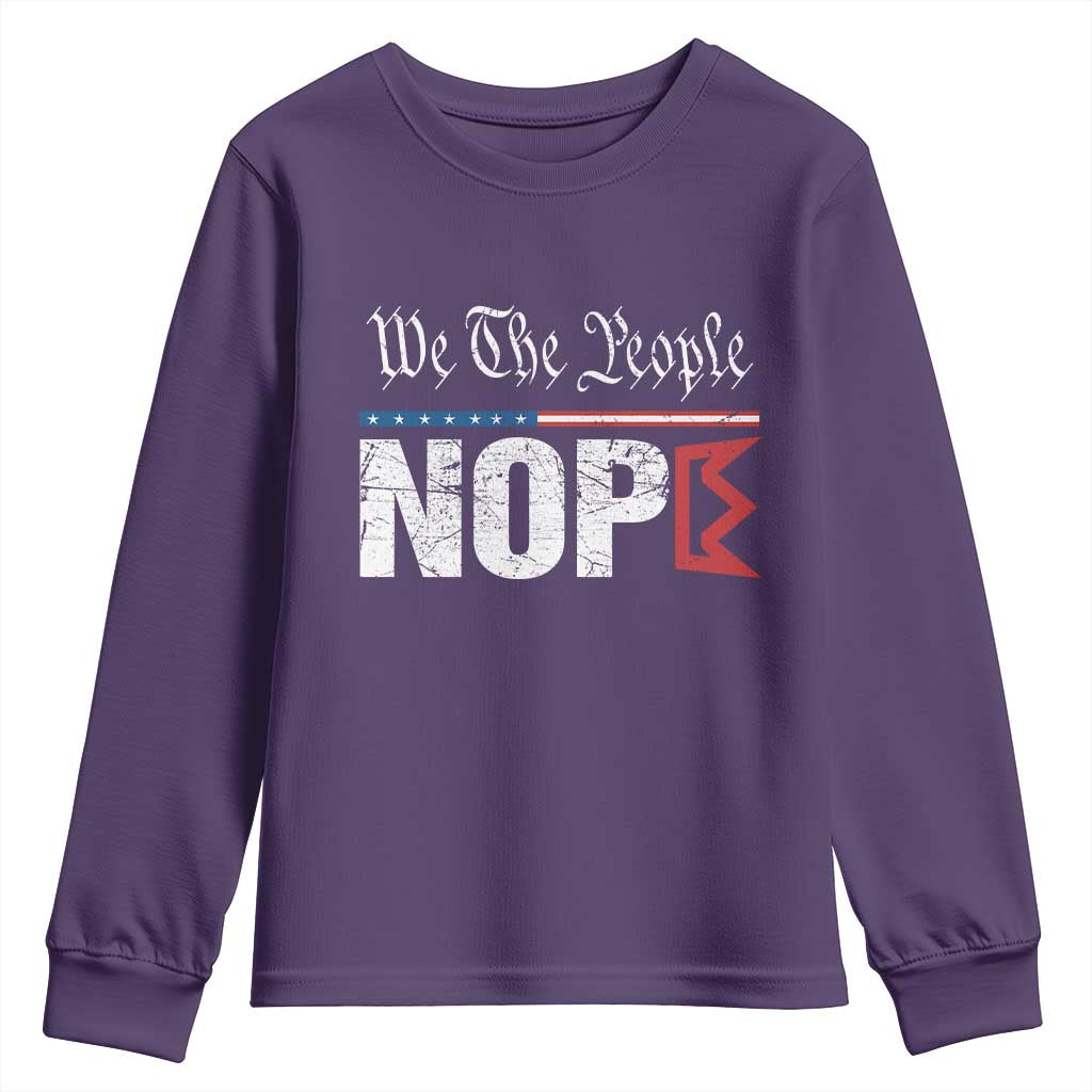We The People Say Nope Youth Sweatshirt Retro Patriotic No Kings Political Satire - Wonder Print Shop