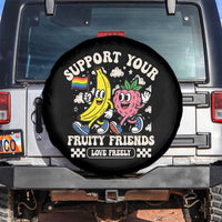 Support Your Fruity Friends Spare Tire Cover Retro Cute Banana and Berry LGBT Pride Support - Wonder Print Shop