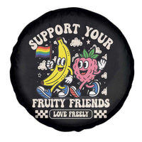 Support Your Fruity Friends Spare Tire Cover Retro Cute Banana and Berry LGBT Pride Support - Wonder Print Shop