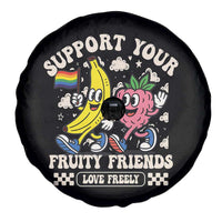 Support Your Fruity Friends Spare Tire Cover Retro Cute Banana and Berry LGBT Pride Support - Wonder Print Shop