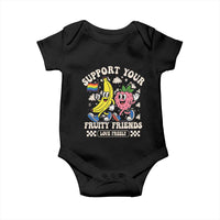 Support Your Fruity Friends Baby Onesie Retro Cute Banana and Berry LGBT Pride Support - Wonder Print Shop