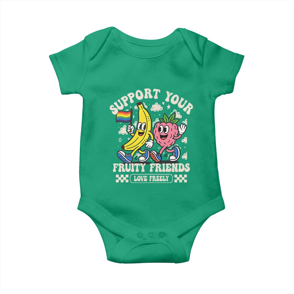 Support Your Fruity Friends Baby Onesie Retro Cute Banana and Berry LGBT Pride Support - Wonder Print Shop