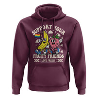 Support Your Fruity Friends Hoodie Retro Cute Banana and Berry LGBT Pride Support - Wonder Print Shop