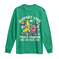Support Your Fruity Friends Long Sleeve Shirt Retro Cute Banana and Berry LGBT Pride Support - Wonder Print Shop