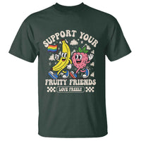 Support Your Fruity Friends T Shirt Retro Cute Banana and Berry LGBT Pride Support - Wonder Print Shop