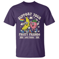 Support Your Fruity Friends T Shirt Retro Cute Banana and Berry LGBT Pride Support - Wonder Print Shop