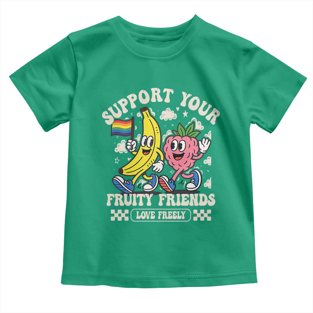 Support Your Fruity Friends Toddler T Shirt Retro Cute Banana and Berry LGBT Pride Support - Wonder Print Shop