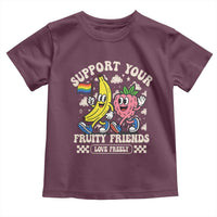 Support Your Fruity Friends Toddler T Shirt Retro Cute Banana and Berry LGBT Pride Support - Wonder Print Shop
