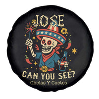 Jose Can You See Spare Tire Cover Funny Chelas y Cuetes 4th of July Latino Skeleton Fiesta - Wonder Print Shop
