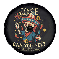 Jose Can You See Spare Tire Cover Funny Chelas y Cuetes 4th of July Latino Skeleton Fiesta - Wonder Print Shop