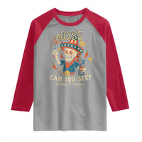 Jose Can You See Raglan Shirt Funny Chelas y Cuetes 4th of July Latino Skeleton Fiesta - Wonder Print Shop