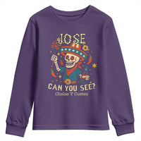 Jose Can You See Youth Sweatshirt Funny Chelas y Cuetes 4th of July Latino Skeleton Fiesta - Wonder Print Shop