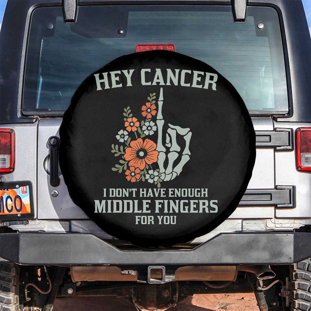 Anti Cancer Skeleton Middle Finger Spare Tire Cover Floral Fck Cancer - Wonder Print Shop