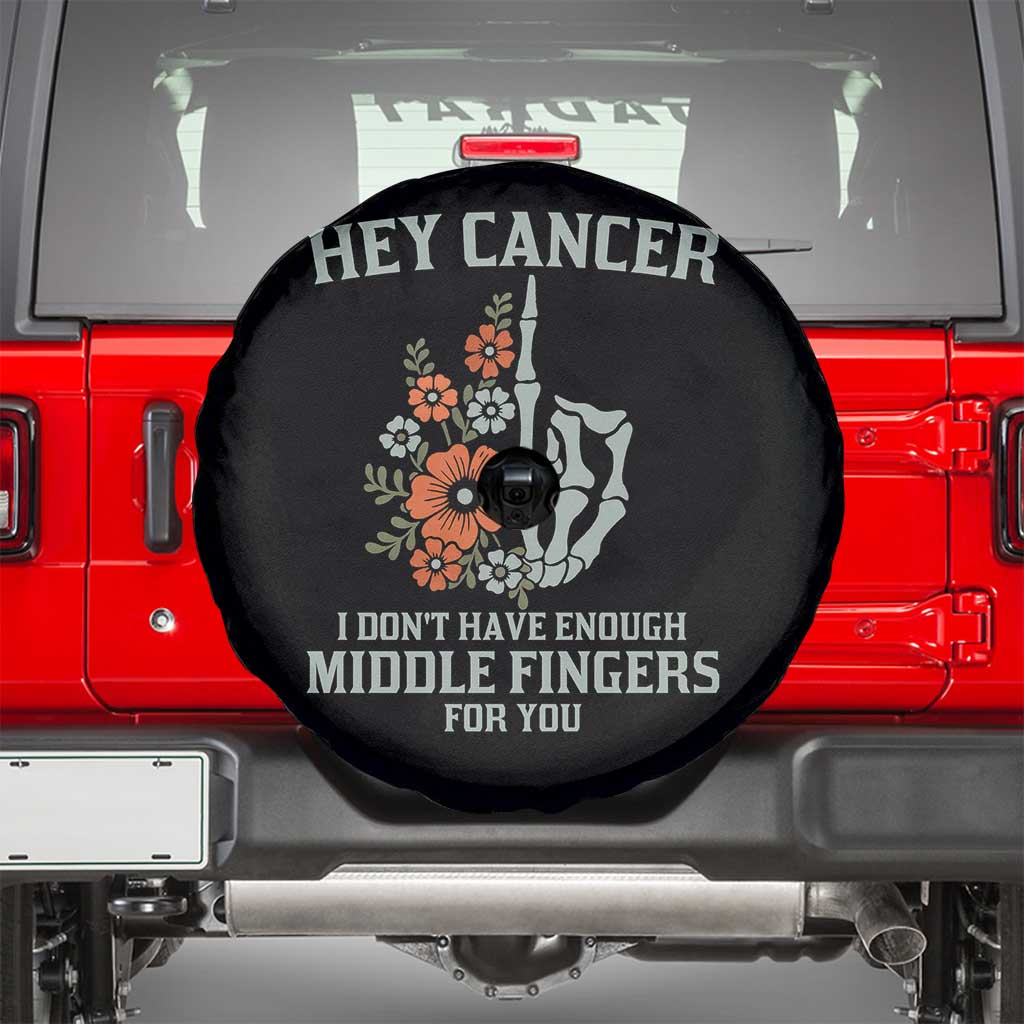 Anti Cancer Skeleton Middle Finger Spare Tire Cover Floral Fck Cancer - Wonder Print Shop