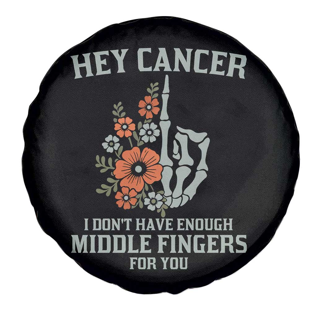 Anti Cancer Skeleton Middle Finger Spare Tire Cover Floral Fck Cancer - Wonder Print Shop