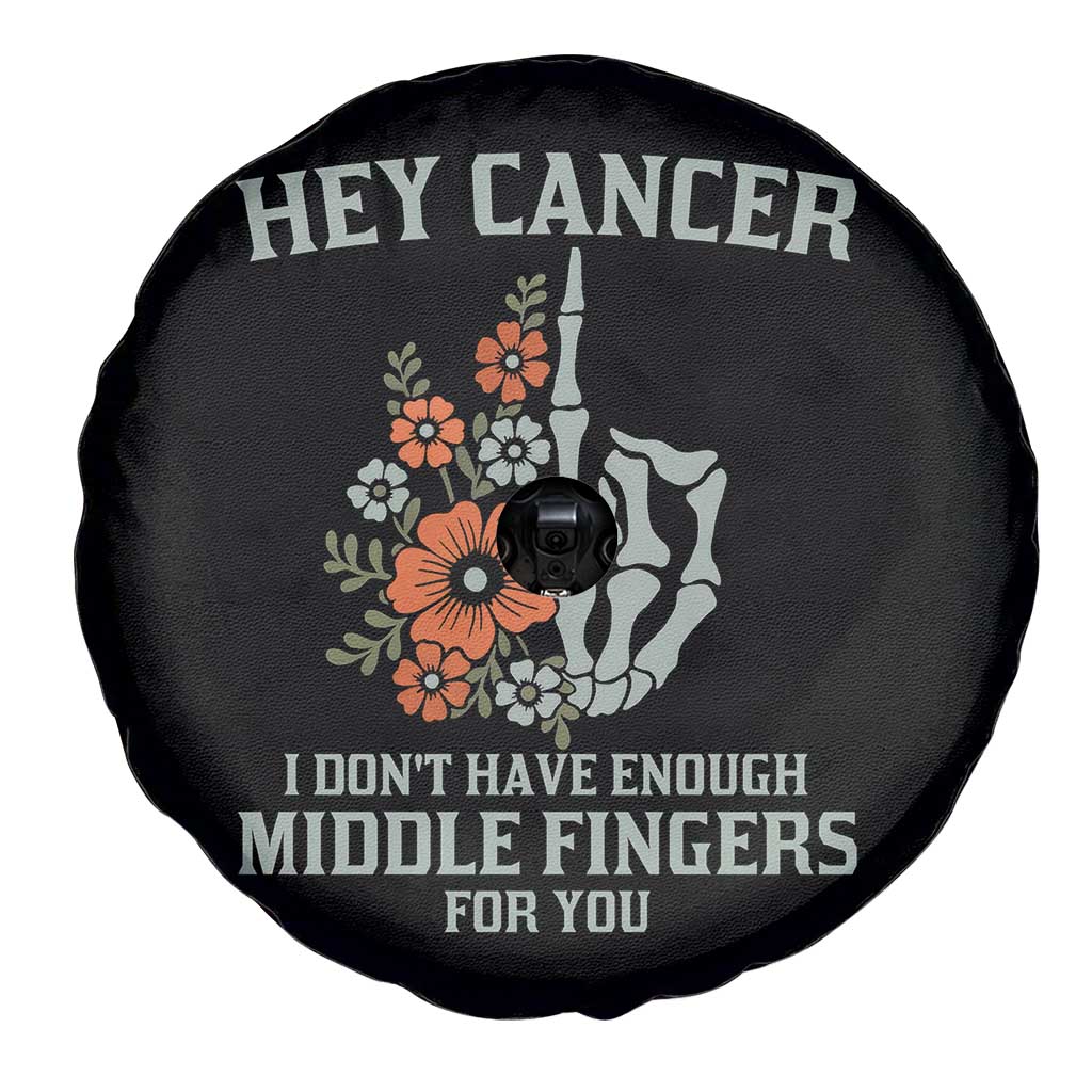 Anti Cancer Skeleton Middle Finger Spare Tire Cover Floral Fck Cancer - Wonder Print Shop