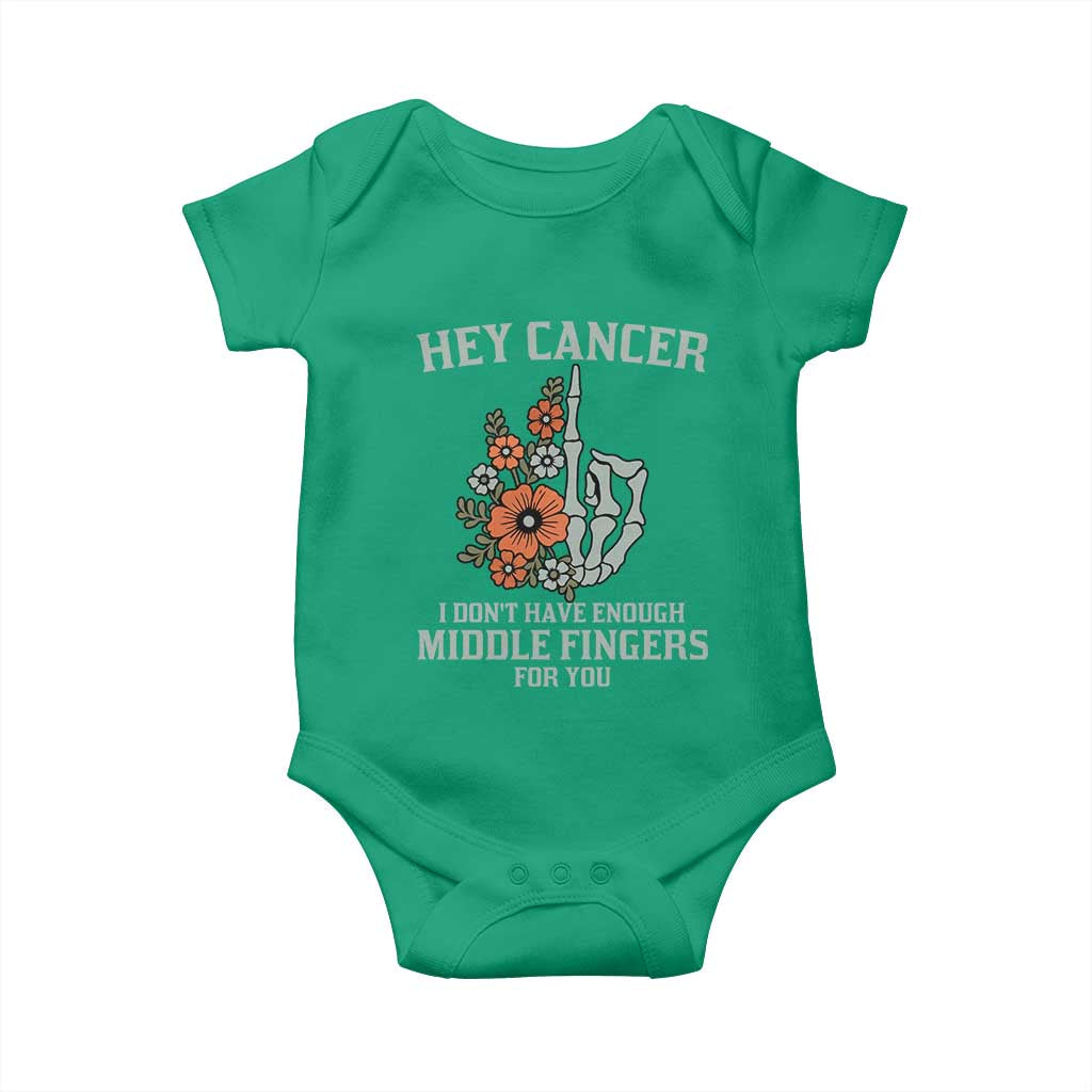 Anti Cancer Skeleton Middle Finger Baby Onesie Floral Fck Cancer - Wonder Print Shop