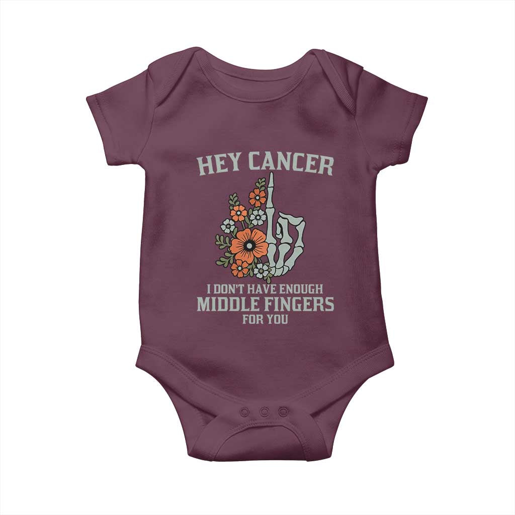 Anti Cancer Skeleton Middle Finger Baby Onesie Floral Fck Cancer - Wonder Print Shop