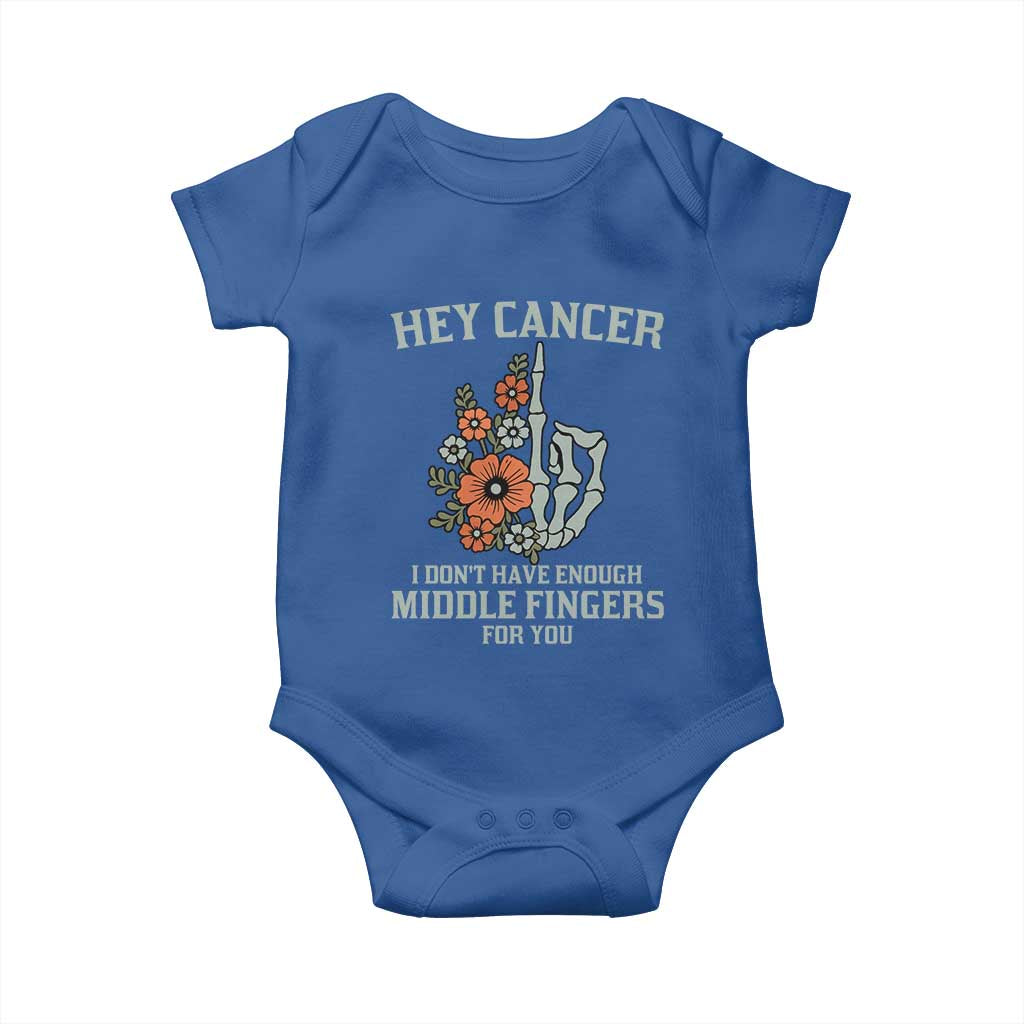 Anti Cancer Skeleton Middle Finger Baby Onesie Floral Fck Cancer - Wonder Print Shop