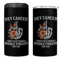 Anti Cancer Skeleton Middle Finger 4 in 1 Can Cooler Tumbler Floral Fck Cancer - Wonder Print Shop