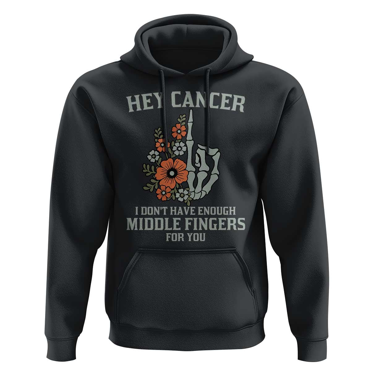 Anti Cancer Skeleton Middle Finger Hoodie Floral Fck Cancer - Wonder Print Shop