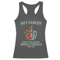 Anti Cancer Skeleton Middle Finger Racerback Tank Top Floral Fck Cancer - Wonder Print Shop