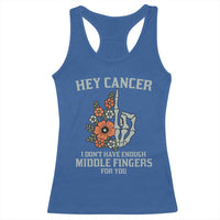 Anti Cancer Skeleton Middle Finger Racerback Tank Top Floral Fck Cancer - Wonder Print Shop