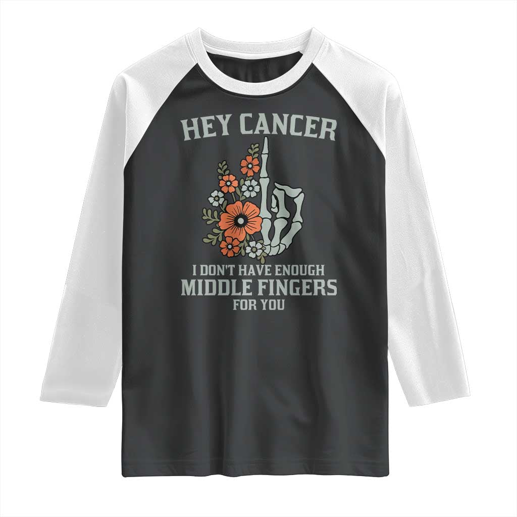 Anti Cancer Skeleton Middle Finger Raglan Shirt Floral Fck Cancer - Wonder Print Shop